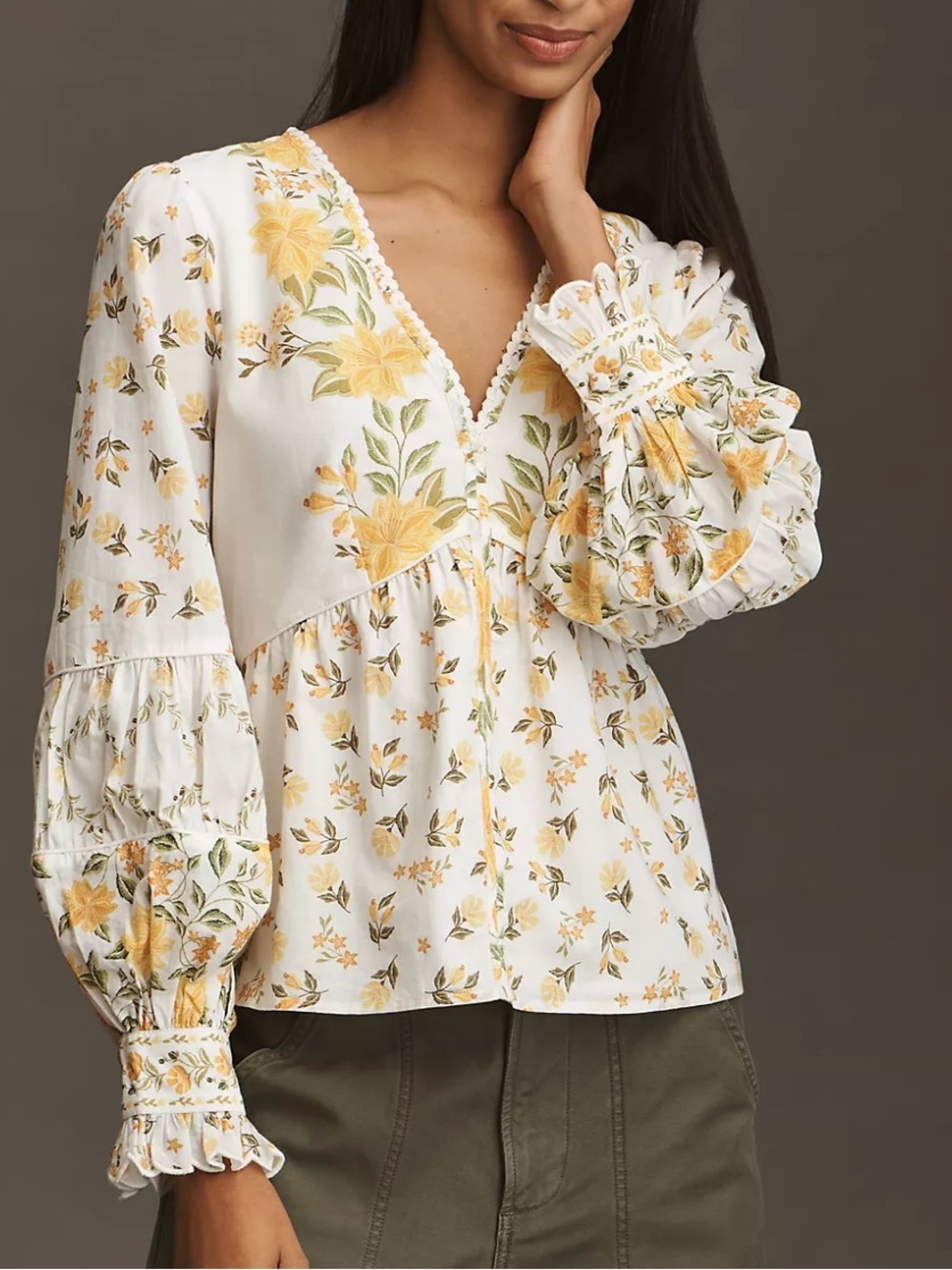NWT FARM Rio Anthropologie Puff Sleeve Blouse